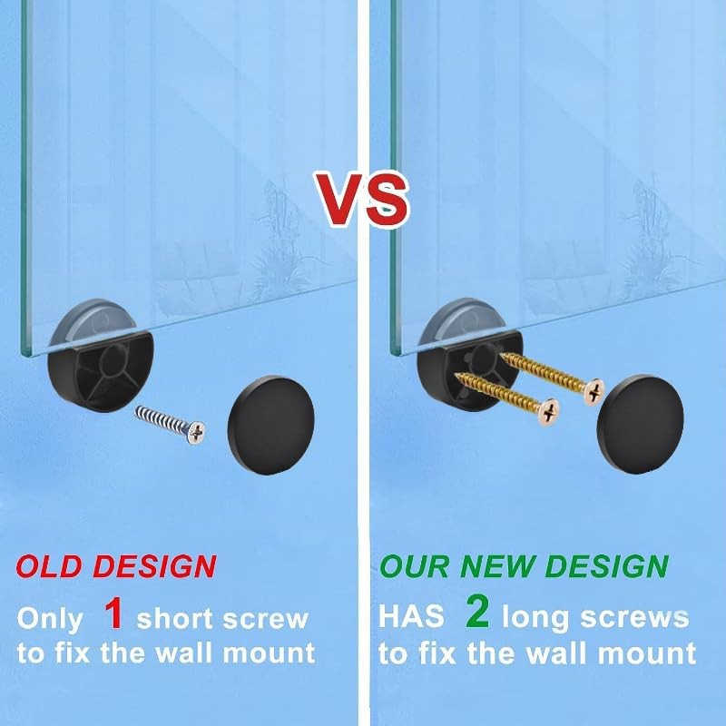 Black Upgraded 3-5mm Frameless Mirror Mounting Hardware 8 Pack Dual-Screw