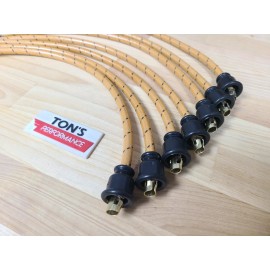 Ton's Performance 8mm Cloth Covered Spark Plug Wire Set Vintage Wires Inline 6 Coil Suppression OB