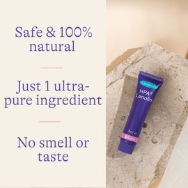 Lansinoh HPA Lanolin Nipple Cream for sore nipple & cracked skin, 100% natural single ingredient, breastfeeding essential, tasteless, odourless, hospital bag, moisturising, 3x7ml