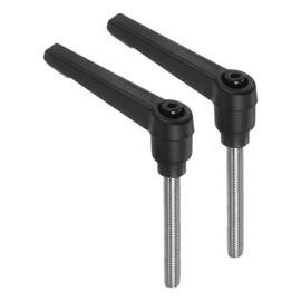 sourcing map 2pcs Clamping Lever Handles, M6 x 50mm 304 Stainless Steel Threaded Male Stud, Adjustable Handles Locking Quick Release Ratchet Push Button Bolt Knobs, Black