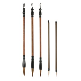PATIKIL Calligraphy Brush, Mix Hair Chinese Calligraphy Pen Chinese Calligraphy Ink Writing Brush Set Chinese Japanese Art Supplies for Watercolor Calligraphy Beginner, 5 Pcs