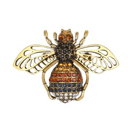 BriLove Vintage Inspired Insect Themed Animal Crystal Enamel Bee Brooches for Women Yellow Gold-Toned