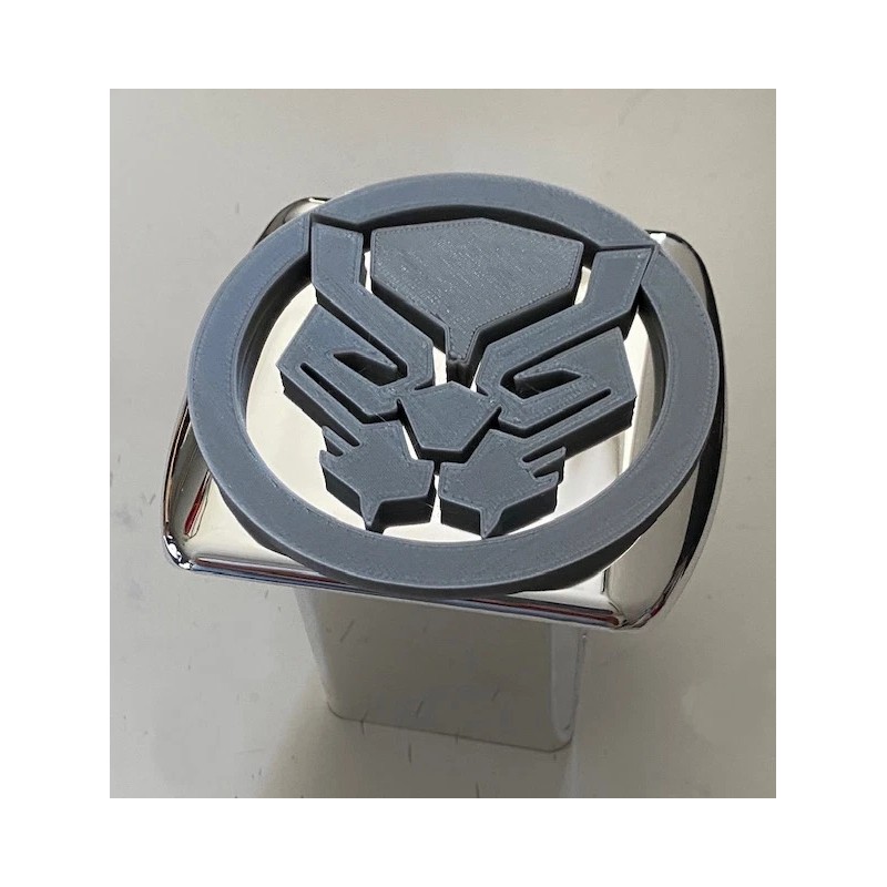Black Panther Cat Wakanda in 3d - Chrome with Grey