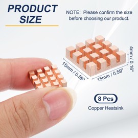 PATIKIL Copper Heatsink 15x15x4mm, 8 Pcs Heat Sink Cooler Radiator for Raspberry Pi Chip CPU Power Transistor FET IC Power Amplifier