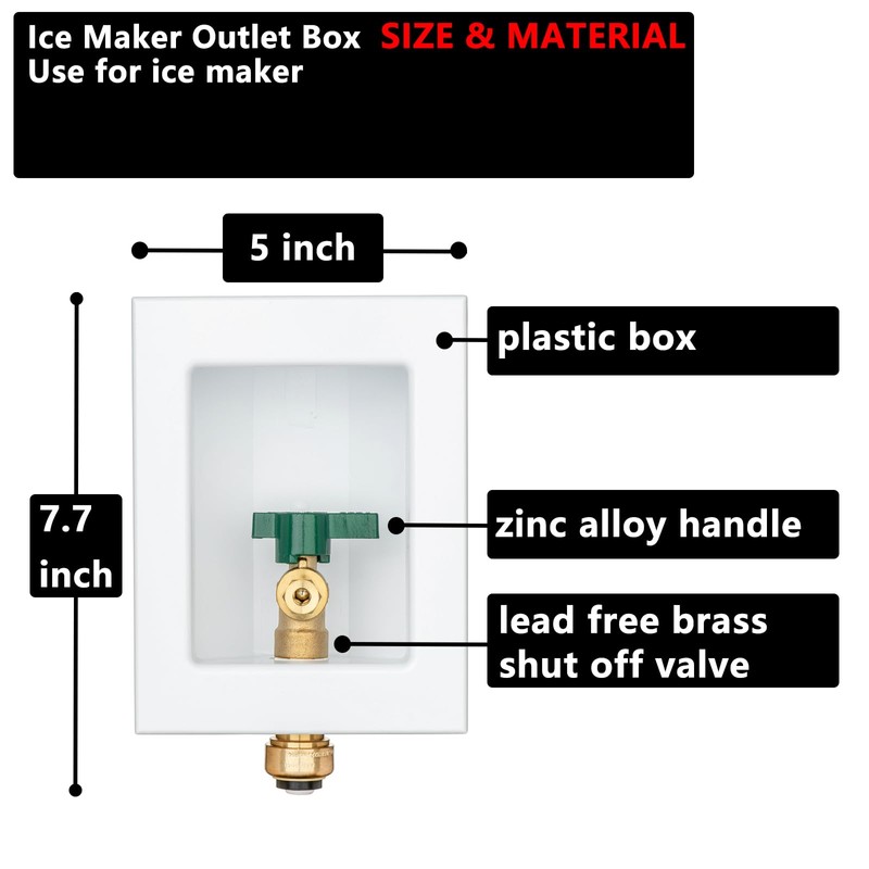 (1 Pack) Lidertik 1/2 inch Push-to-Connect Pre-Assembled Ice Maker Outlet