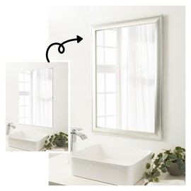 Amanti Art Bathroom Mirror Makeover Frame Border Kit - Fits a 16x24 inch Mirror - Mirror NOT Included - Flair Polished Nickel Trim