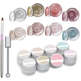 Gel Nail Color Gel, Magnetic Gel, Cat Eye, Nail Art, UV and LED Compatible, 8 Colors, 0.2 oz (4 g), Includes Magnet & Nail Brush