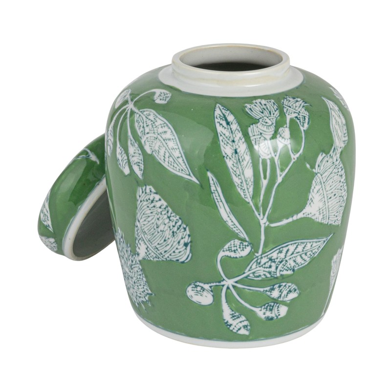 Creative Co-Op Decorative Ceramic Ginger Jar with Lid, Green