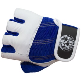 Nibra Gym Wear USA Gym Gloves White/Blue with Wrist Closure for Man & Women, Padded Workout Crossfit, Weightlifting,Biking.