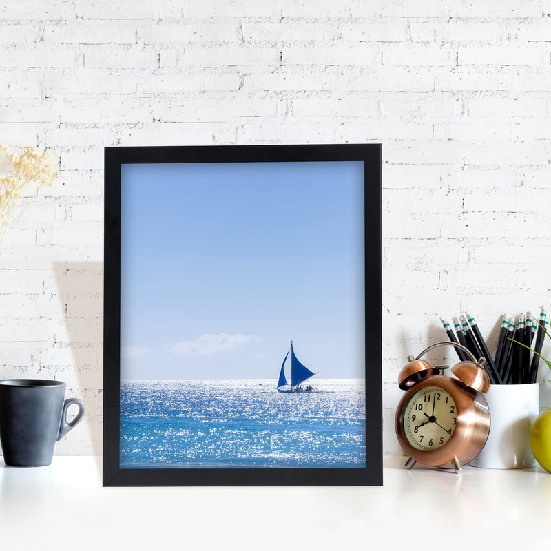 HUKONHEP 7x12 Black Picture Frames, Photos Frame with Plexiglass, Wall