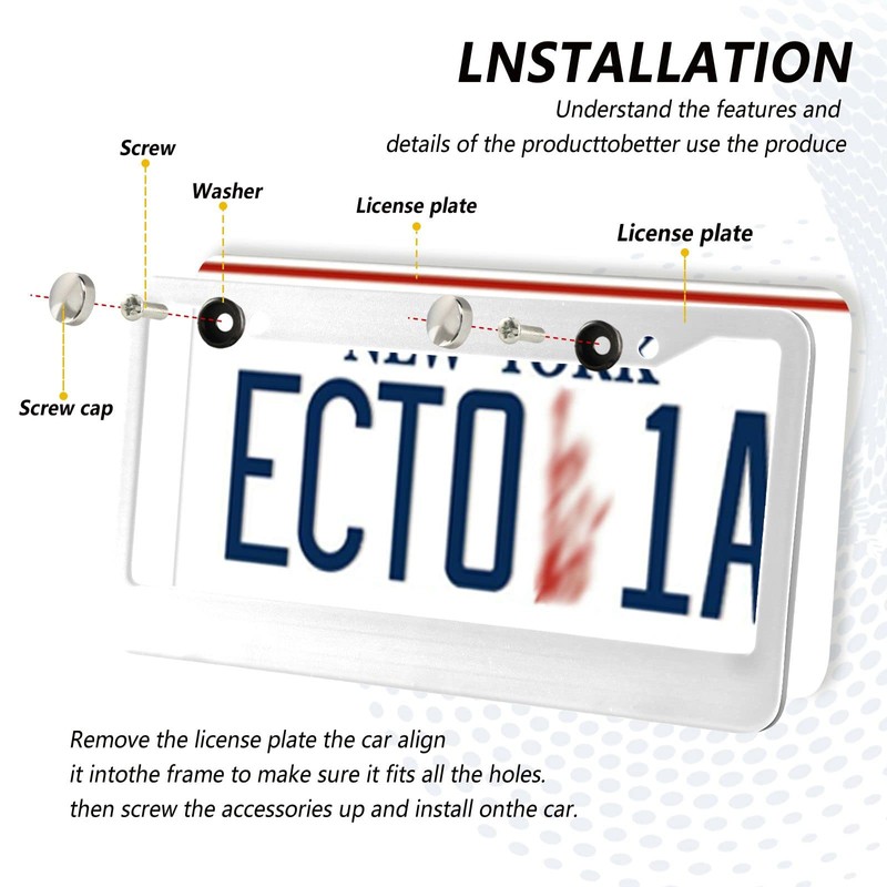 White License Plate Frame 2 Pack Car License Plate Frame