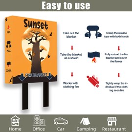 KIMIBOX Fire Blanket with Decoration Cover, Fiberglass Fire Emergency Blanket, Flame Suppression Retardant Fireproof Survival Blanket, 47x47 inches, Tree