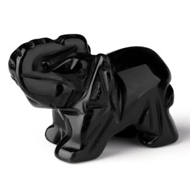 GUJOXILA Black Obsidian Crystal Elephant Ornament Crystals Gifts for Women Elephant Gifts Elephant Statue Figurine Decoration Polished Cute Luck Small Home Office Desk Decor 1.5"