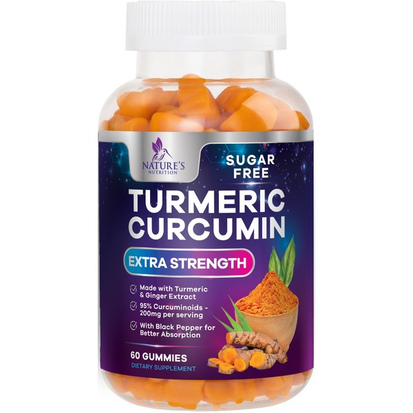 Turmeric Supplement Gummies Sugar Free - Turmeric Curcumin and Ginger