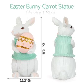 Aurasky Easter Bunny Figures, 15 cm Rabbit Figures, Resin Easter Bunny, Rabbit Holding Easter Egg, Easter Figure, Rabbit Decorative Figure, Bunny Figures Ornament for Easter Table, Garden, Spring