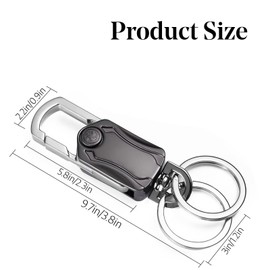6-in-1 Multi-Tool Keychain: Durable Aluminum Bottle Opener with Phone Holder & Gyro Spinner - Secure Keyring for Keys/Bags/Belts - Outdoor, Travel, EDC (Black) 1 Pack