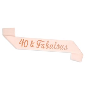 ALLY-MAGIC 40th Birthday Sash, Rose Gold 40 & Fabulous Sash for Women Happy 40th Birthday Gift Party Decorations Supplies Accessories Y3FABJD (40 FABULOUS)
