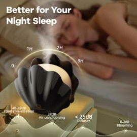 Essential Oil Diffuser 260ML, Shell Aroma Diffuser with Remote Control Humidifier with 7 Colors LED Night Light for Bedroom Home Relaxation (Black)