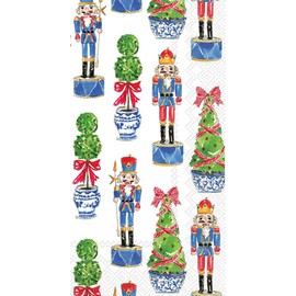 IHR Ideal Home Range Dinner Napkins Rosanne Beck Disposable 3-Ply Paper Hand Towels, 8.5" x 4.5", Nutcrackers & Topiary, 16-Count