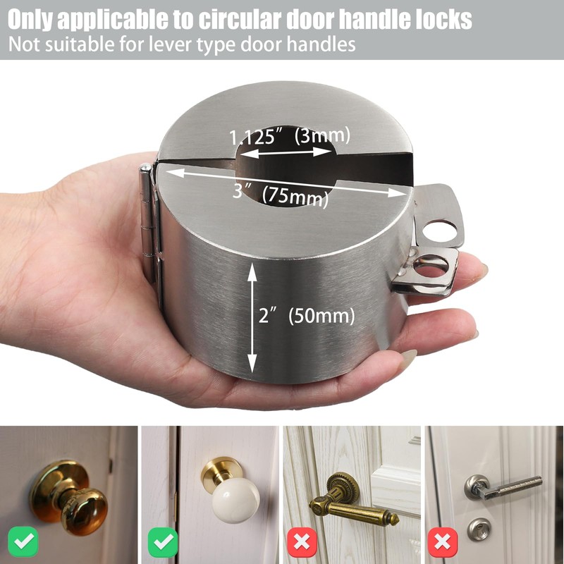 TEMEILI Round Door Handle Lock Cover, Stainless Steel Door Knob