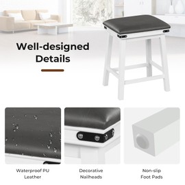 Giantex 24" Counter Height Bar Stools Set of 4, Faux PU Leather Farmhouse Wood Barstools with Padded Seat, Solid Wood Frame, Max Load 330 Lbs, Saddle Stools for Kitchen Island Pub, White