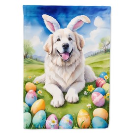 Caroline's Treasures DAC5065CHF Great Pyrenees Easter Egg Hunt House Flag Large Porch Sleeve Pole Decorative Outside Yard Banner Artwork Wall Hanging, Polyester, House Size, Multicolor