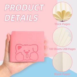 BOBO RABBIT 3 Pack Mini Blank Notebooks Pocket Size No Line Journal Notebook Total 600 Pages Small Softcover Vegan Leather Sketchbook Cartoon Puppy Dog Pattern Memo Notepads with Pen Holder for Students Women Writing Diary Sketch, 3.9"x3.9" Inner(Mini Sq