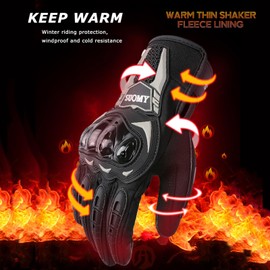 Warm Motorbike Gloves,Touch Screen Motorcycle Finger Gloves for Motorcycle Cycling Bicycle Riding Work Outdoor Sports (Black-XL)