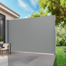 KANAGAWA 71'' x 138'' Retractable Side Awning - Folding Privacy Screen | Waterproof & UV-Resistant Outdoor Shade Divider for Patio, Garden, Balcony & Commercial Use(Light Grey)