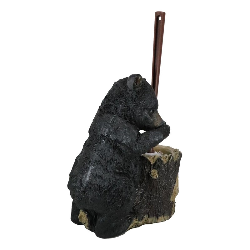 Rustic Whimsical Black Bear Stinky Potion Toilet Brush And Holder