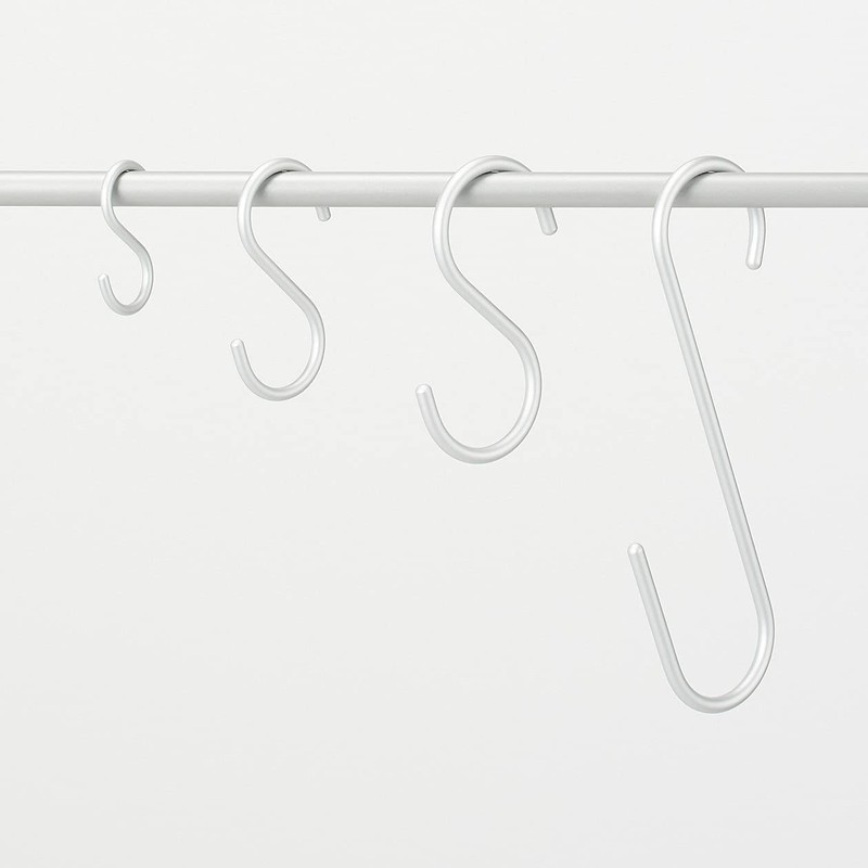 MUJI Aluminum S Shaped Hook Set S (3pcs), Silver