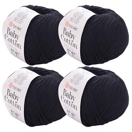 YarnArt Baby Cotton Yarn 4-Pack – Soft Knitting Yarn for Baby & Summer, 50% Cotton 50% Acrylic, 1.76 Oz Each, 180.44 Yds/Skein – Ideal for Amigurumi & Crochet Projects (460)