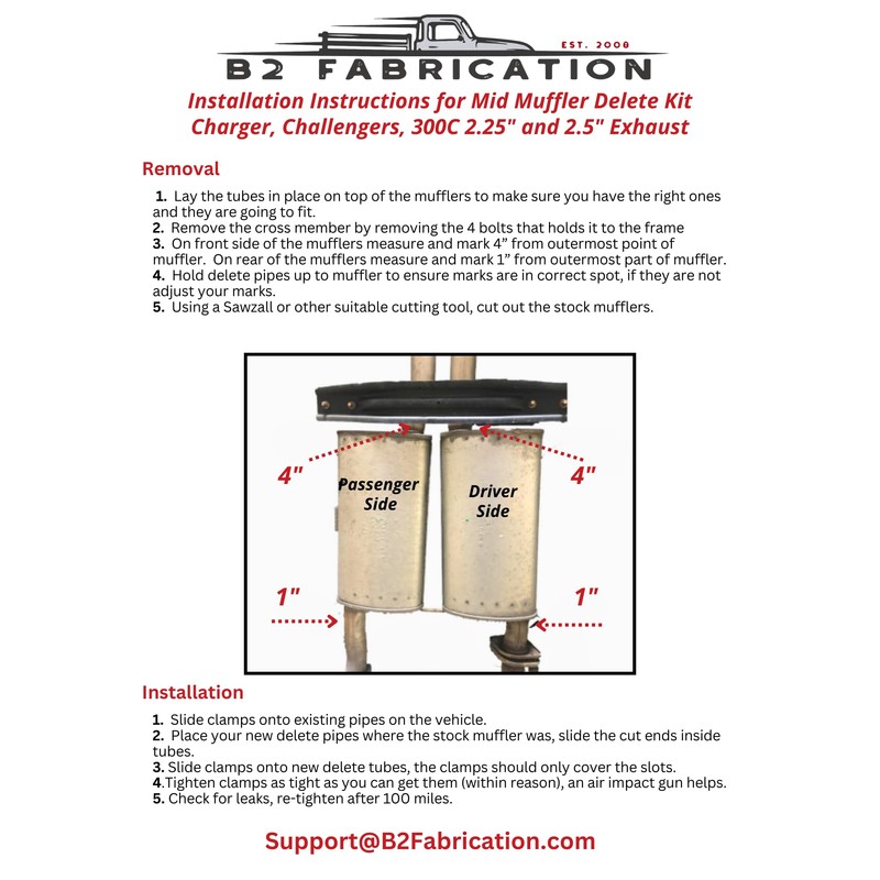 Charger/Challenger/300 Mid-Muffler Bypass Kit 2.25in
