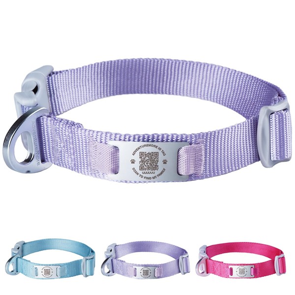 ADVENTUREMORE QR Code Nylon Dog Collar fits Different Size Dogs,