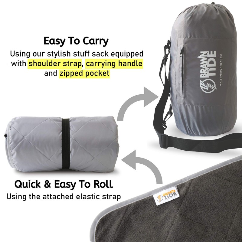 BRAWNTIDE Large Outdoor Waterproof Blanket - Great for Beach, Stadium,