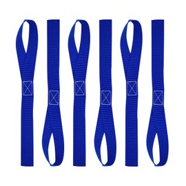 6Pcs Soft Loop Tie Down Straps, 1,500lb Load Capacity 4,500lb Breaking Strength Belts,Loops for Securing ATV UTV Motorcycles Scooters Dirt Bikes Lawn & Garden Equipment(Blue)