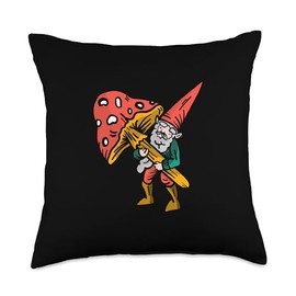 Zwerg Gartenzwerg, lustige Sprüche Funny, Garden Gnome with Toadstool in Hand Gift Throw Pillow, 18x18, Multicolor