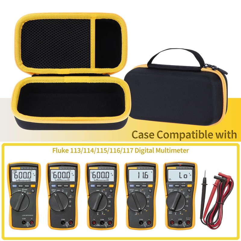 Peyyargo Storage Case Compatible with Fluke 117/116/115/114/113/233 Digital Multimeter (Black+Yellow)