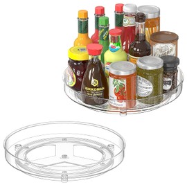 Set of 2 Turntable Organiser 24 cm, 360° Rotatable for Fridge and Kitchen | Quick access thanks to 360° rotation. Ideal for spices, bottles and cans, creates order in the fridge and cabinet