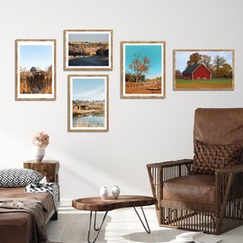 iRahmen 22x28 Poster Frame Set of 2 with Plexiglass, Wood Picture Frames for Wall Mounting Display Picture 18x24 with Mat or 22 x 28 Without Mat