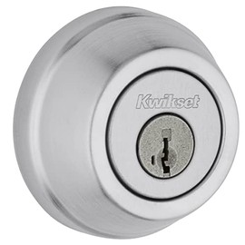 Kwikset Gatelatch Deadbolt Lock, Satin Chrome Round Keyed on Exterior and Interior Front Entry Door, Pick Resistant SmartKey Rekey Security, Double Cylinder Dead Bolt