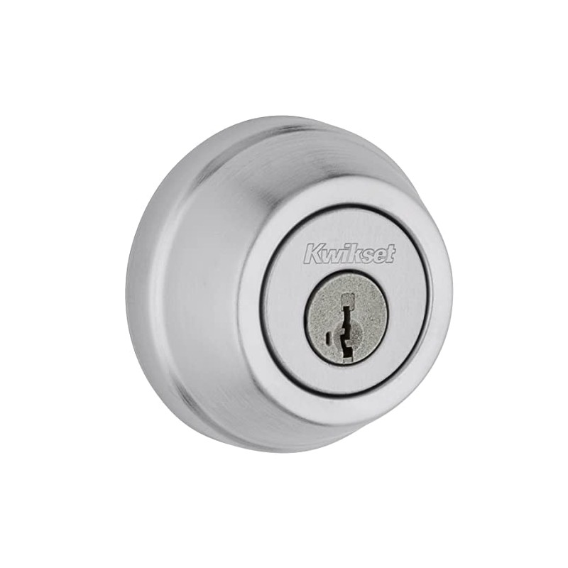 Kwikset Gatelatch Deadbolt Lock, Satin Chrome Round Keyed on Exterior