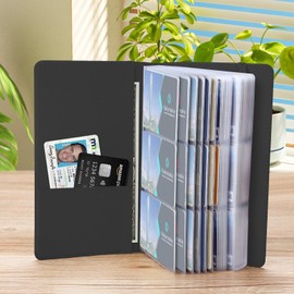 Kakurookie Floral Business Card Book Holder Organizer for Women, 240 Card Capacity, Stylish Name Card and Credit Card Holder for Professionals (Leopard-Black)