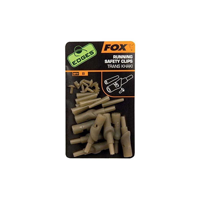 Fox Edges Running Safety Clips Trans Khaki Pack Of 8