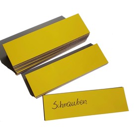 Magnetic Labels 30 x 100 mm, Yellow, Pack of 50 - Magnetic Storage Labels Storage Pack, Magnetic Labels Can Be Written On