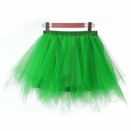 LERTREE Multi-Layer Tulle Tutu Skirt Ballet Skirt with Lined Fancy Christmas Party Dance Dress for Adult (AU, Alpha, Large, X-Large, Regular, Regular, Green)