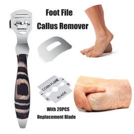 MISS SALLY Pedicure Foot File Kit, 20-Blade Callus Remover, Heel Scraper for Smooth Feet