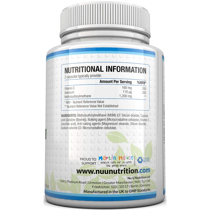 MSM Capsules - 180 Methylsulfonylmethane Capsules (3 Month Supply) -