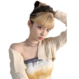 3D structure colorful bangs wig extension one touch point wig (gold)
