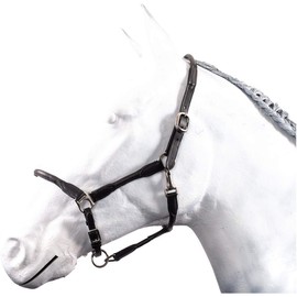 HKM by Reiterladen24 Basic Line Leather Headcollar Round Stitched Black Thoroughbred